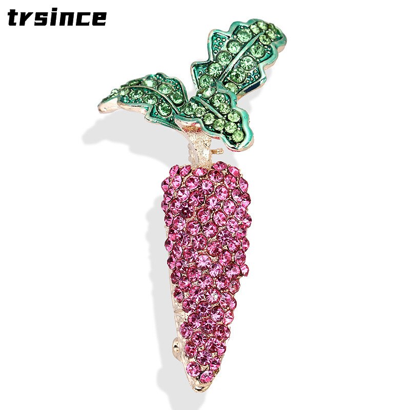 Opalen strass legering wortel groente broche speld broche accessoires unisex broche