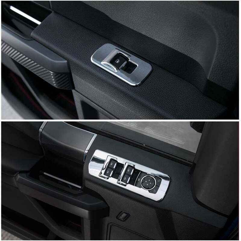 Auto Venster Lift Schakelaar Panel Decoratie Frame Cover Trim Venster Regulator Cover Accessoires Voor Ford Raptor F150 +