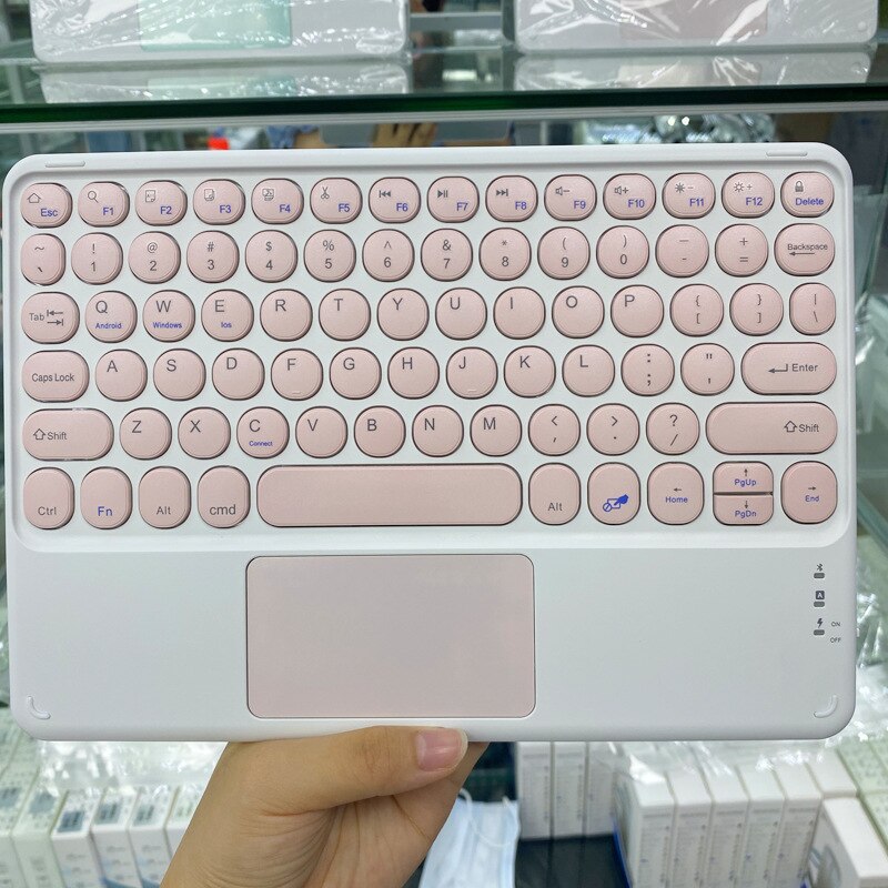EAOR Portable Bluetooth Keyboard with Touchpad for iPad Tablet Laptop Mute Cute Wireless Keyboard Mouse Combos for Android iOS: 10 inch-Pink