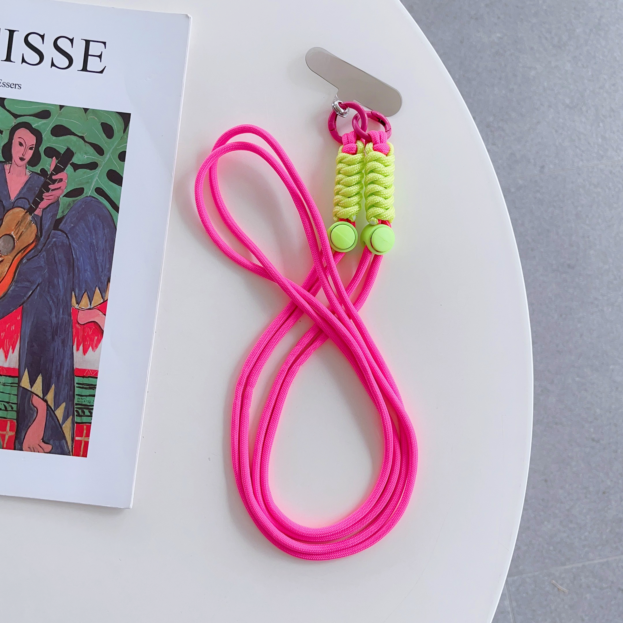 Cordón para teléfono móvil, cuerda cruzada para teléfono móvil, cuerda cruzada para bolso de mujer, cuerda antipérdida multiusos, nueva: Rojo / Rosa