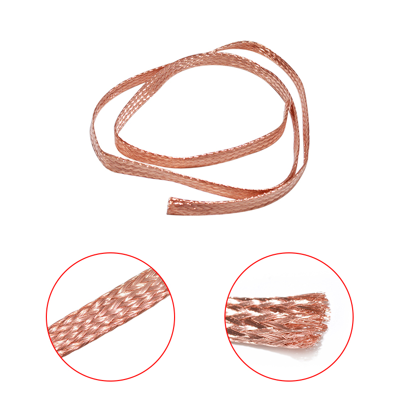 Câble plat en cuivre pur de 1m 11mm, haute flexibilité, fil de plomb de terre, tresse en cuivre nu