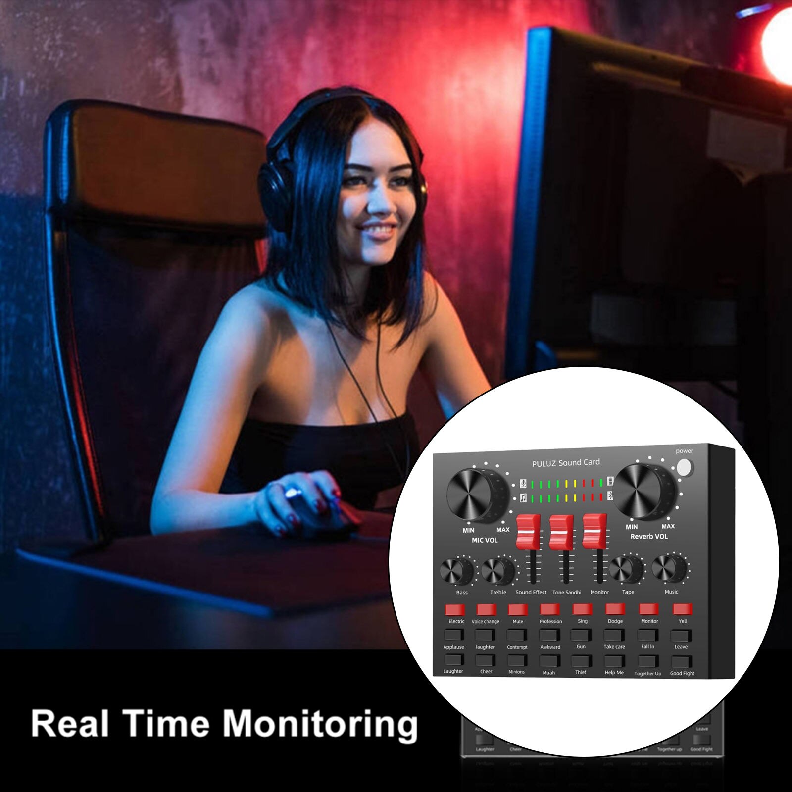 External Sound Card Karaoke Audio Sound Mixer for Phone Computer Laptop PC