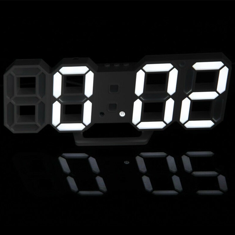 Eenvoudige Moderne Digitale 3D Led Wandklok Wekkers Snooze Klok Met 12/24 Uur Display Home Cedroom Digitale Wandklok e2S: White white Font