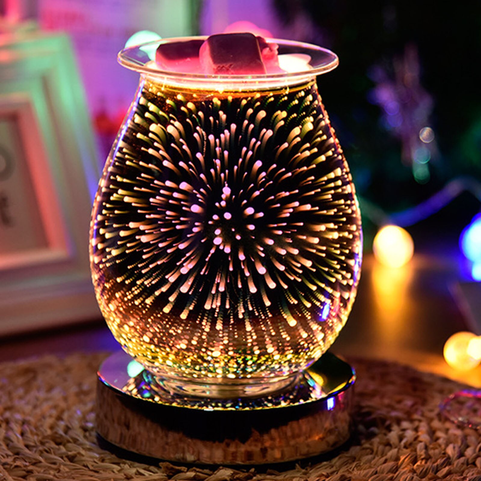 3D Glass Aroma Diffuser Firework Touch Control Aroma Lamp for Office Home Decor Aromatherapy Essential Oil Wax Melter