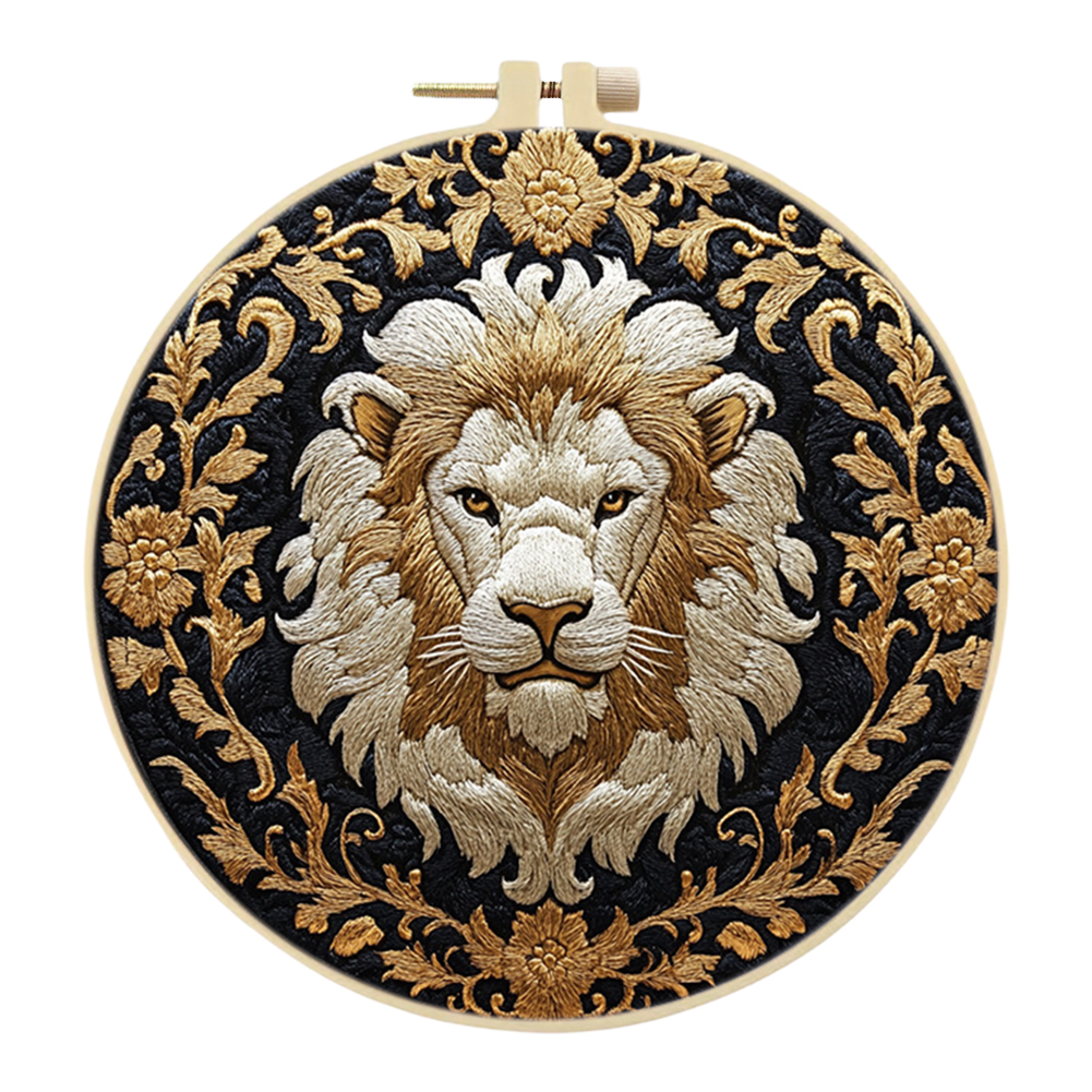 Tiger Stamped Cross Stitch Embroidery Kits with Hoop Cloth Color Thread: Blue