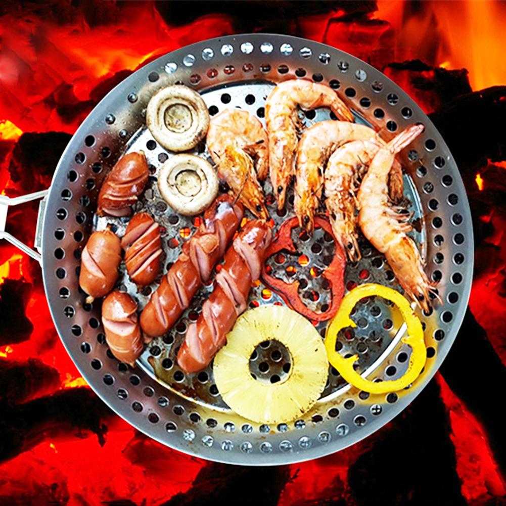 Rostfritt stål bbq grill nät stek förtjockningspannor bricka djupa risrätter bbq kökstillbehör bbq grillverktyg bakpanna