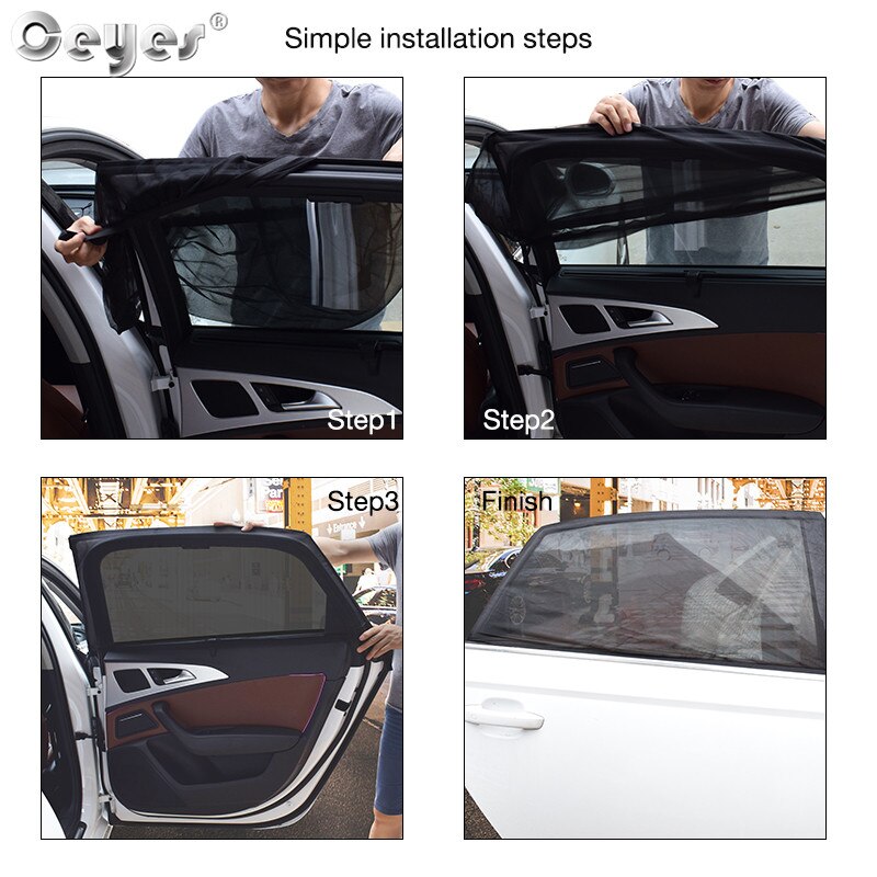 Couverture pare-soleil magnétique pour fenêtre de voiture maille latérale  avant arrière protection UV