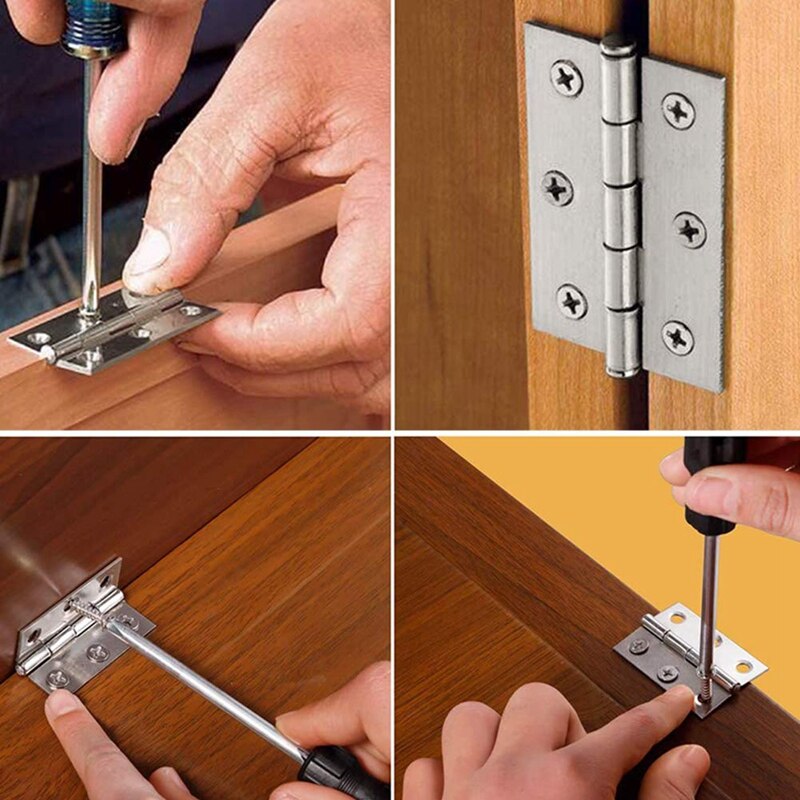 20Pcs 44mm Folding Door Hinges Stainless Steel Ball Bearing Hinges Internal Door Hinges with Screws,for Home Door Repair