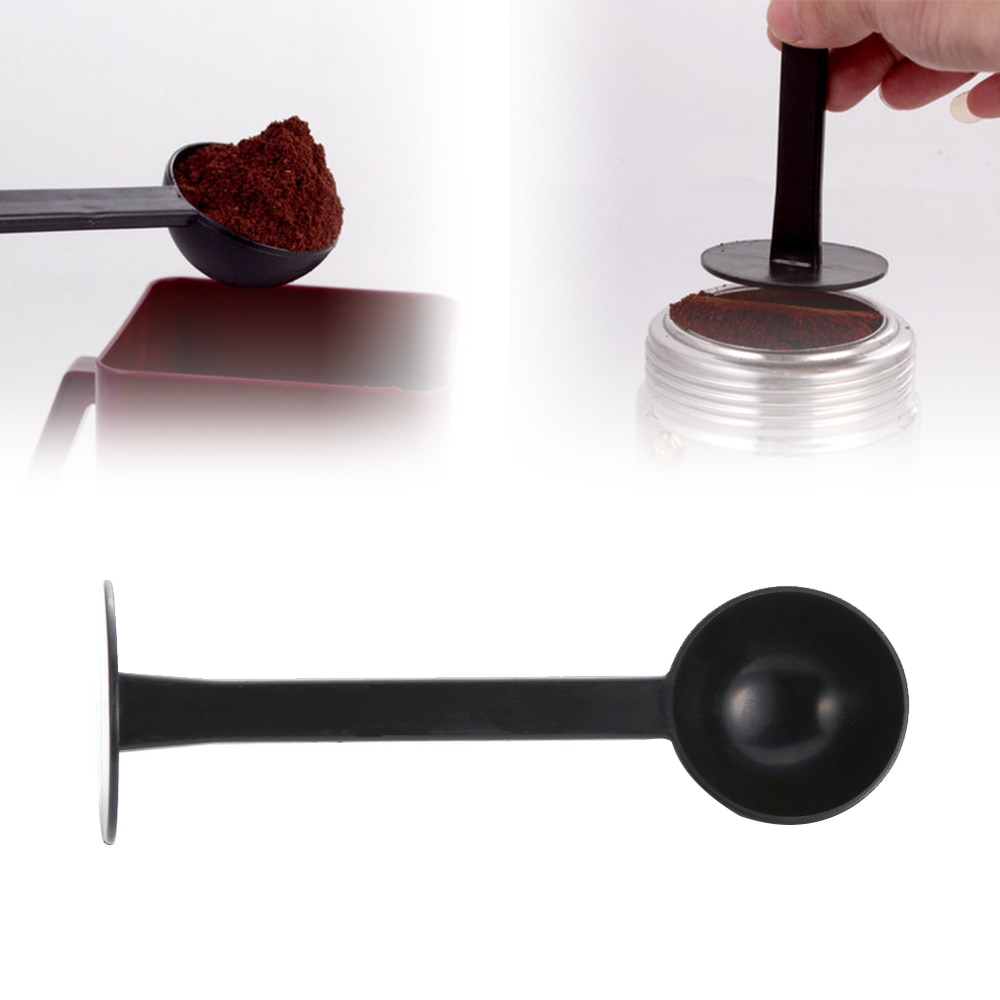 Plastic Coffee & Tea Tools 2 IN 1 10g Measuring Tamping Scoop Coffee Tamper Black Espresso Stand Coffee Spoon