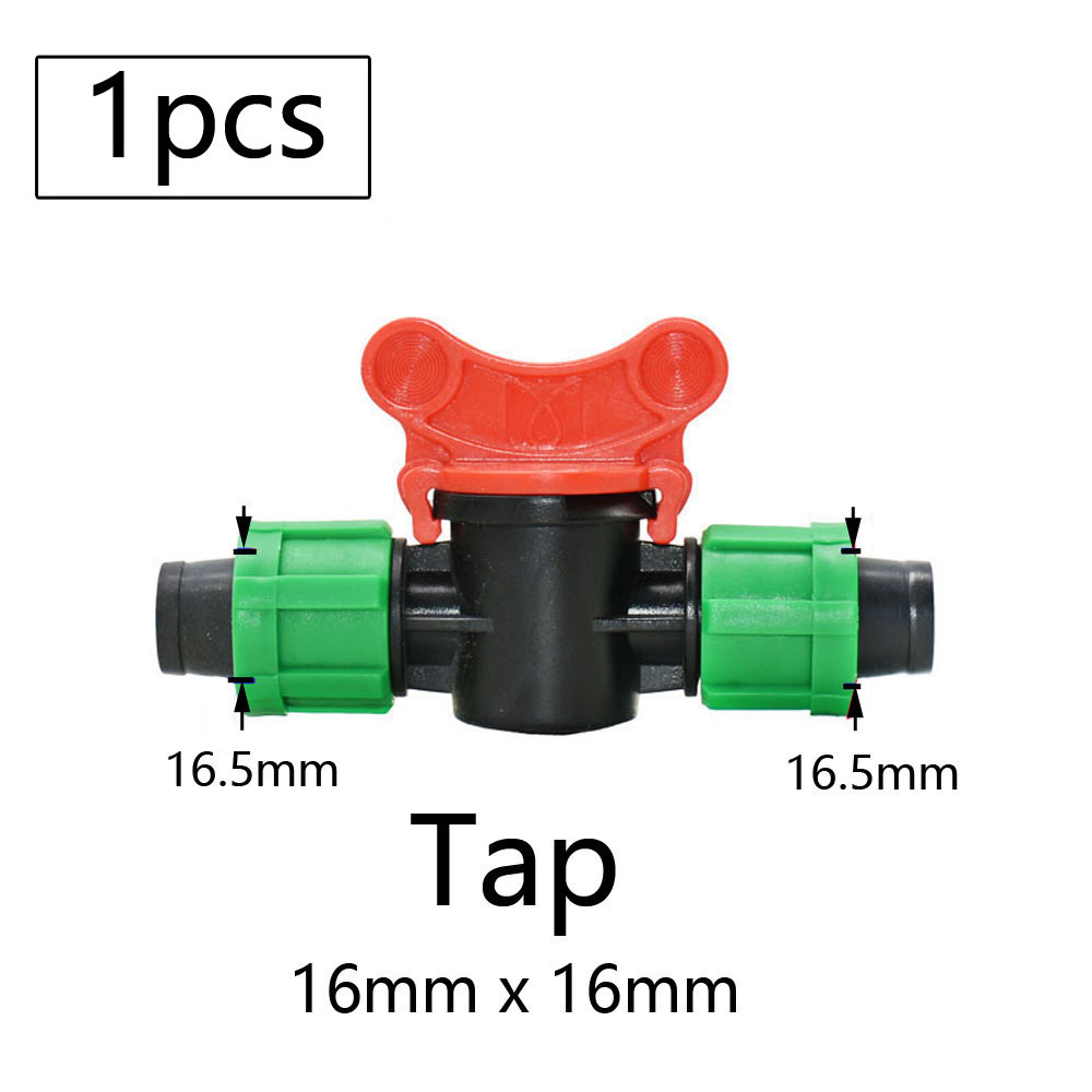 16mm Micro Irrigation Drip Tape Connectors Tee Repair Elbow End Plug Tap Fittings Locked Hose Joints Greenhouse Coupler: Brown