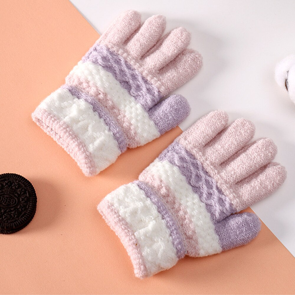 Luvas de inverno crianças meninos meninas luvas listra dividir dedo mais quente luvas de malha estudantes macios quentes luvas de escrita luvas: 3