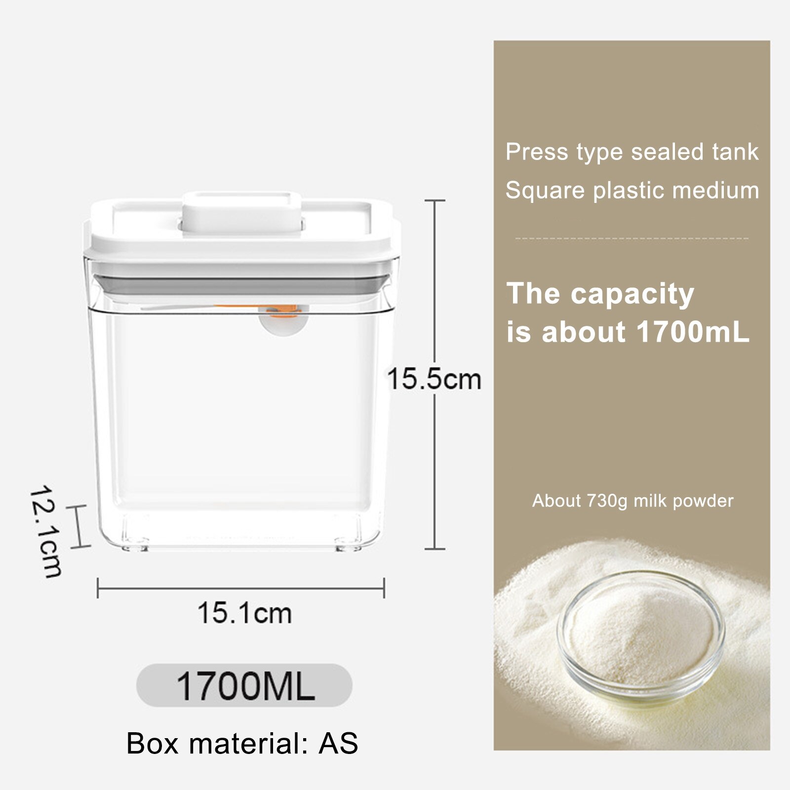 Plastic Food Sealed Boxes Press Button Grain Containers Multi-Purpose Storage Bin for Cereal Flour Baking Supplies Snack