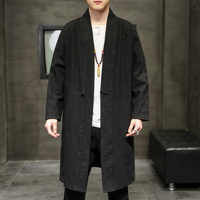 Traditional Chinese Clothing For Men Robe Hanfu Plus Size Black Gown Jacket Harajuku Traditional Dresses Male Cardigan