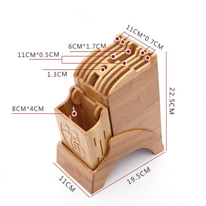 Multifunctional Knife Holder Natural Bamboo Kitchen Supplies Knife Storage Bamboo Holders Chef Knife Block Universal Knife: Gold