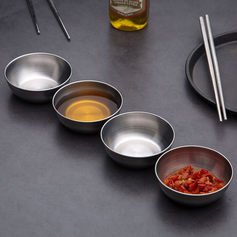 1pc Stainless Steel Sauce Dish Saucer Dish Kitchen Soy Sauce Small Dish Dip Plate Saucepan