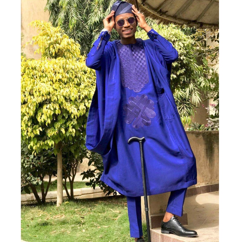 H & D-ropa de Dashiki sin capucha para hombre, conjunto de 3 piezas de camisa y pantalón, vestimenta Formal tradicional africana,