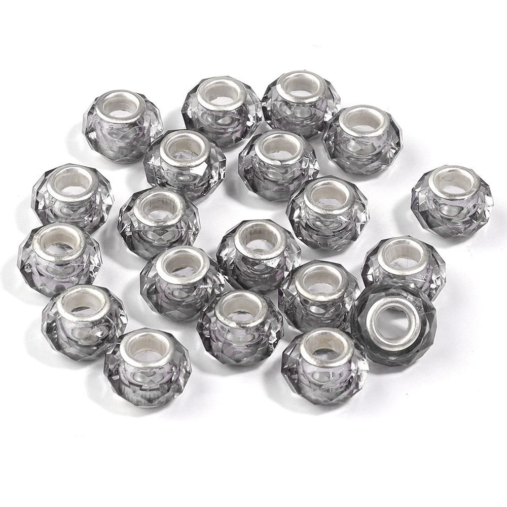 20 stuks/lot 14mm transparante, gefacetteerde harskralen met een groot gat voor het maken van sieraden, tussenkralen voor het maken van armbanden en kettingen: Blauw