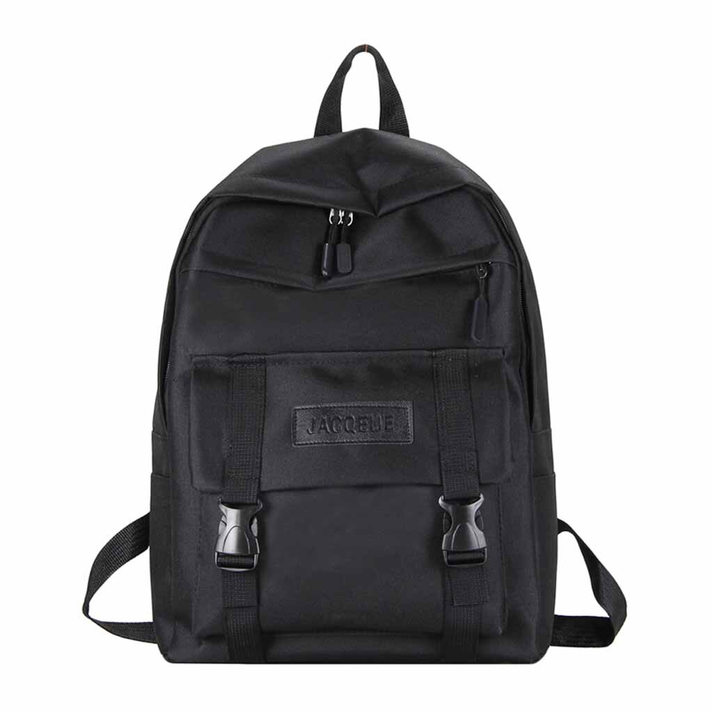Nylon kvinnor ryggsäck skolväskor för tonåringar flickor preppy stil student ryggsäck kvinnliga ryggsäck mochilas feminina: Svart