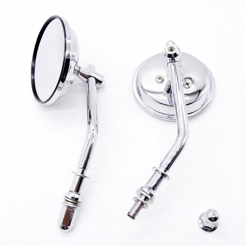 8Mm Zwart/Chrome Motorcycle Spiegel Korte Steel 3 "Ronde Achteruitkijkspiegel Voor Harley Dyna Bobber Chopper Oude school 1982 Up: Zilver