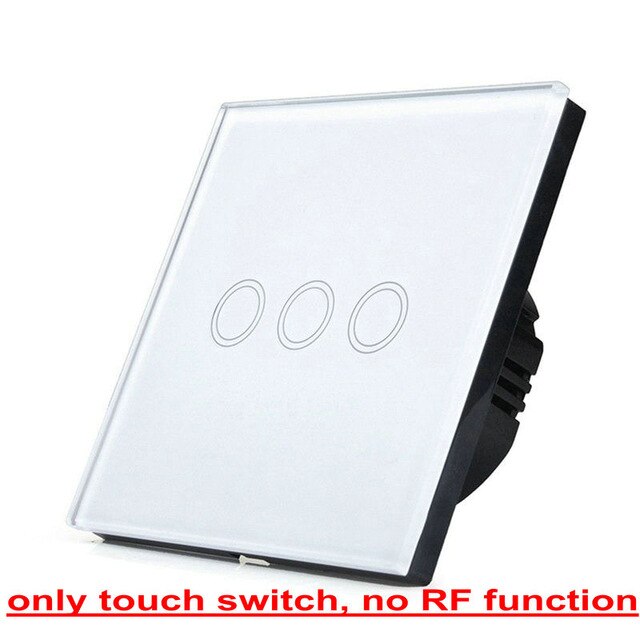 EU/UK Standard Bonda Wall Switch, Light Touch Switch 2 Gang 1 Way AC110V-240V Wall Touch Switch: White 3 open