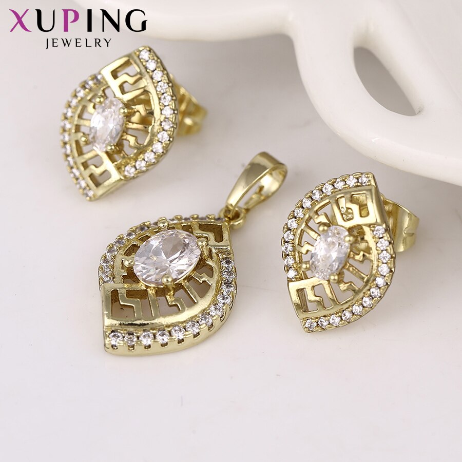 Juegos de joyas de Xuping, fantásticos juegos de dijes chapados en Color dorado para mujeres, de , S56.2-64104 de de