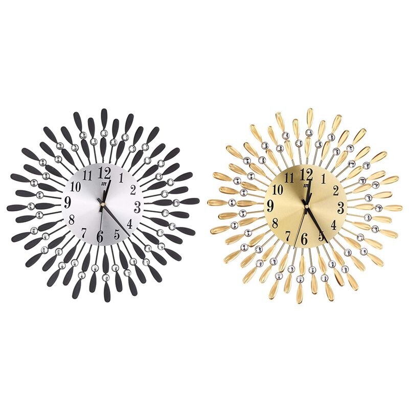Reloj de pared grande 3D de 15 pulgadas con brillantes diamantes de imitación estilo Sol Decoración Para sala de estar moderna
