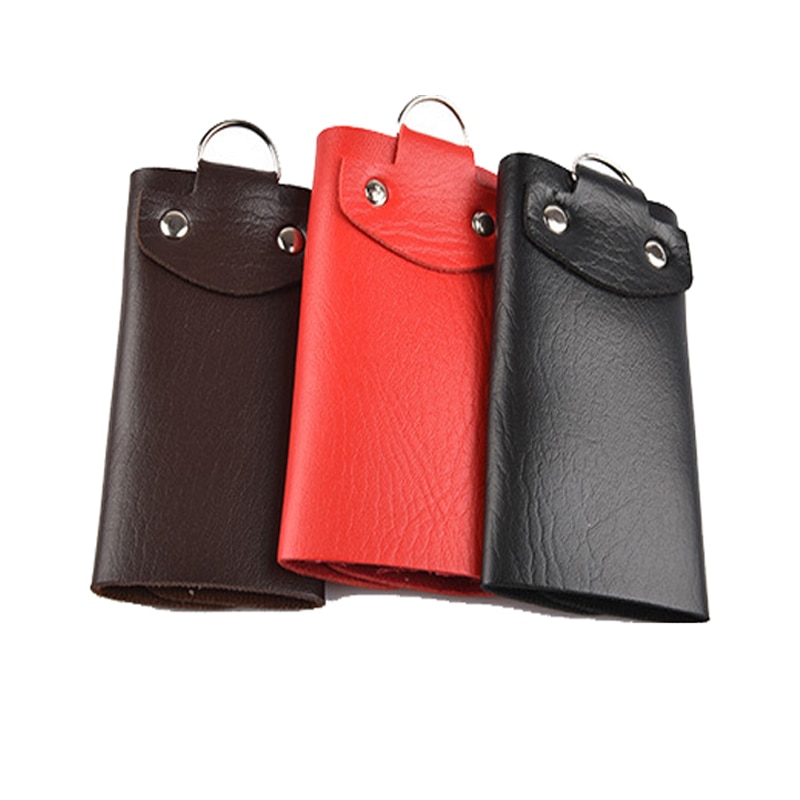 Organizador de llaves para hombre y mujer, bolsa de cuero de vaca, carteras para llaves de coche, funda para llaves