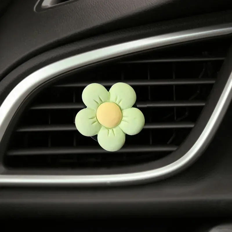 Clip de Perfume para coche con flor bonita, adornos de ventilación para aire acondicionado y aromaterapia, suministros de decoración Interior para coche, aroma para coche: Verde