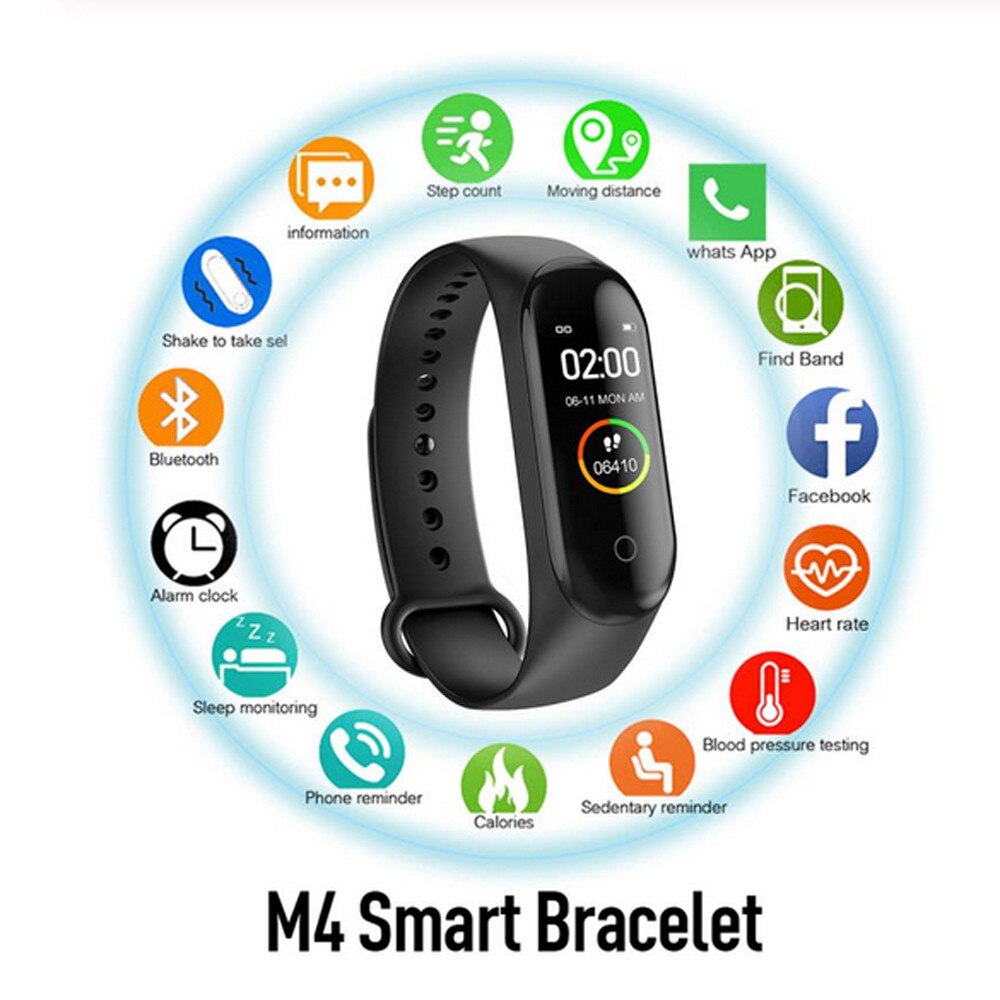 Fitness Bracelet Pressure M4 Smart Watch Sport Wristband Bracelet Heart Rate Fitness Waterproof Bracelet Smart Watch Smart Watch