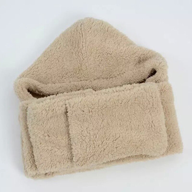 3 in 1 Women Winter Warm Soft Hood Scarf Snood Pocket Hats Gloves Hooded Srarves Scarf Hat Glove HO702006