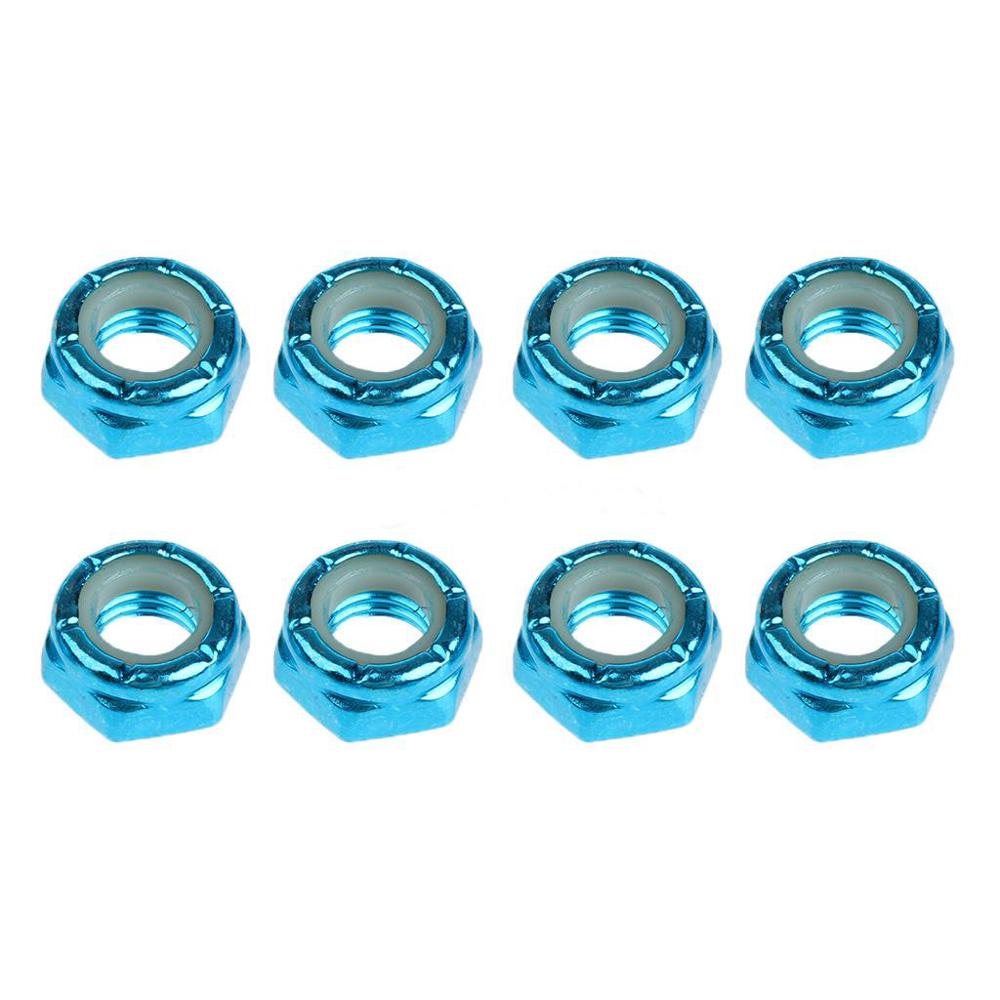 8PCS Colorful SKATEBOARDS Truck Mounting Hardware 4 Axle Nuts Skateboard Trucks Hardware Skateboard Truck Nuts: Blue