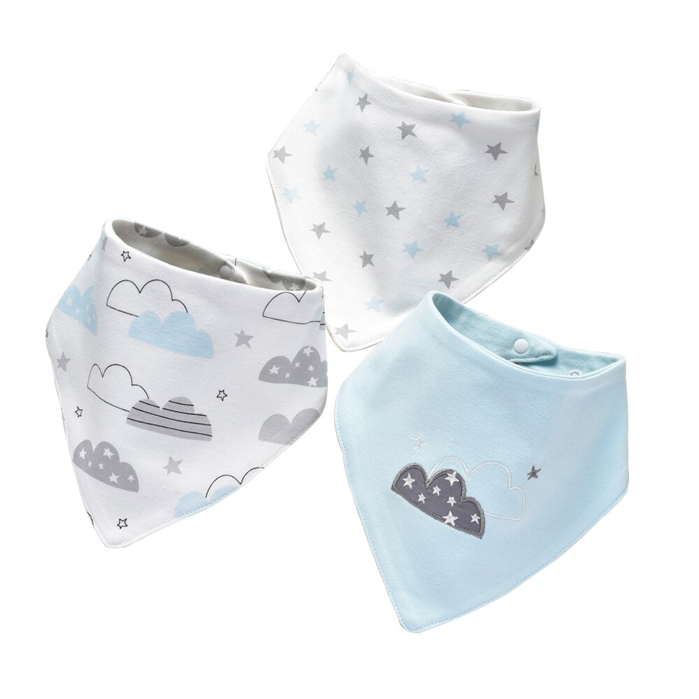3 Stks/set Insular Katoenen Baby Slabbetjes Voeden Kiel Infant Burp Doeken Cartoon Speeksel Handdoek Baby Eten Accessoire Zachte Baby Stuff: Clouds