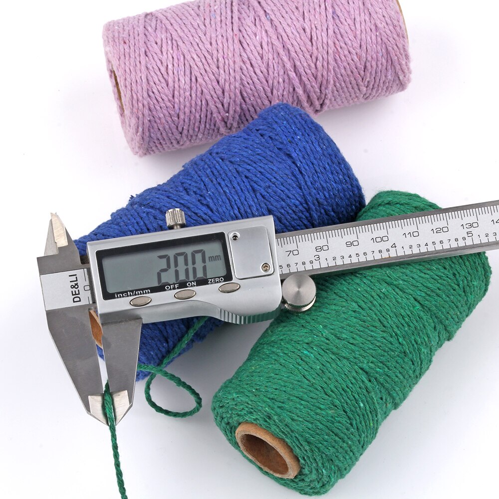 Cordon de ficelle en macramé coton naturel | Cordon en corde naturelle de coton 2MM/100M, décoration artisanale, cordon de ficelle en coton de boulanger suspendu à la main