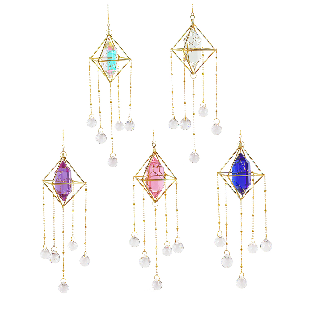 Kryształowy dzwonek wietrzny ornament ogrodowa okno Windchime wiszące łapacze słońca wisiorek wystrój pokoju okno kryształbyć winnym