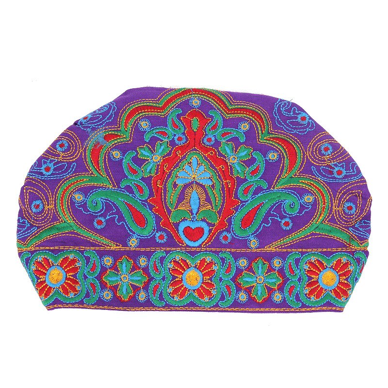 Chapeaux pour femmes, Style mexicain ethnique Vintage, fleurs brodées, Bandanas imprimés rouges, bonnets: purple