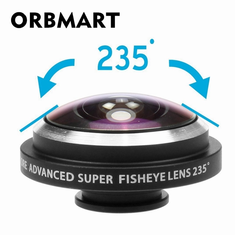 ORBMART uniwersalny klip 235 stopni Super rybie oko aparat obiektyw typu rybie oko dla jabłko iPhone Samsung Xiaomi Huawei obiektywy telefonu komórkowego