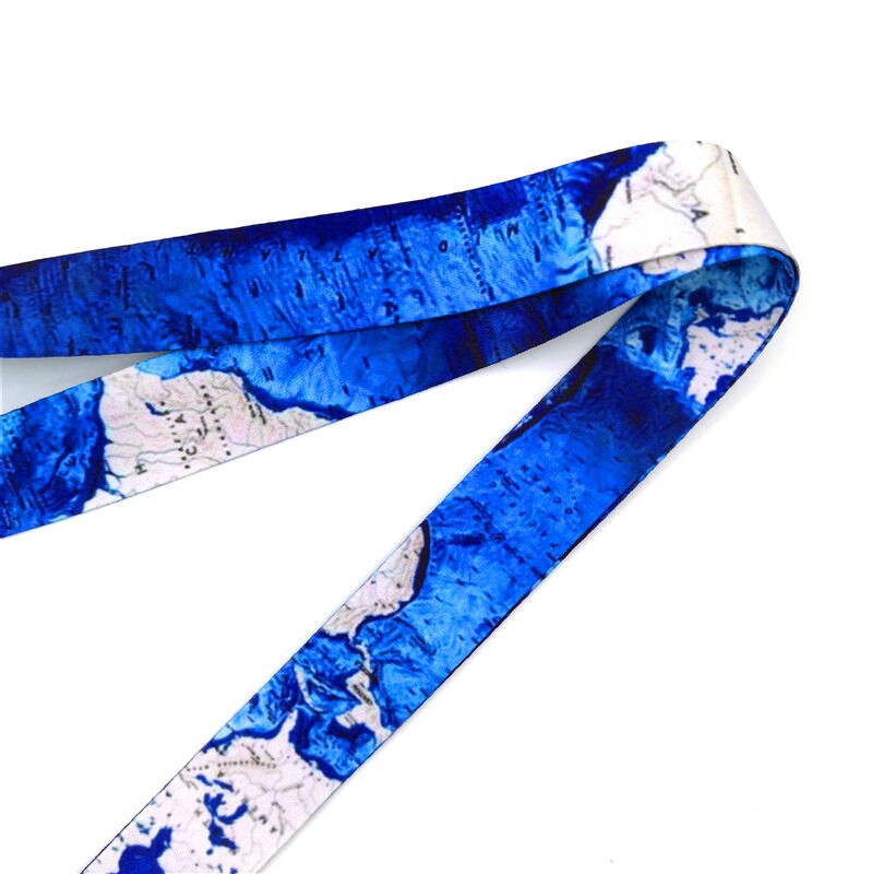 World Map Keychain Neck Strap Lanyard For Keys USB ID Card Badge Holder DIY Hang Rope Webbing Ribbon Mobile Phone Accessories