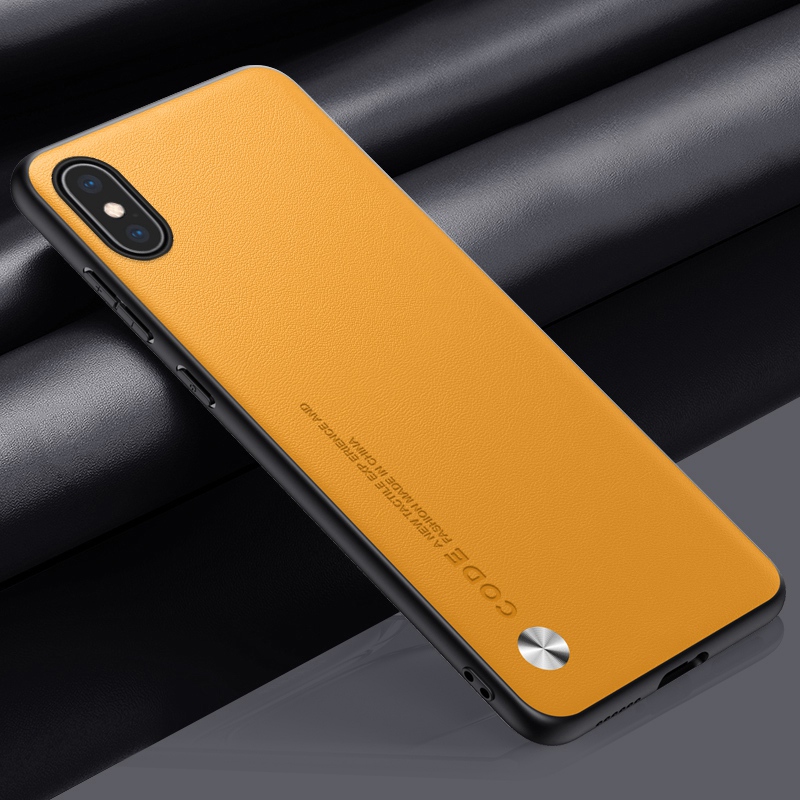 Custodia di lusso in pelle pu per iphone x xs xr con retro opaco e protezione in silicone per iphone xs max xs iphonex coque: Cotone / Giallo