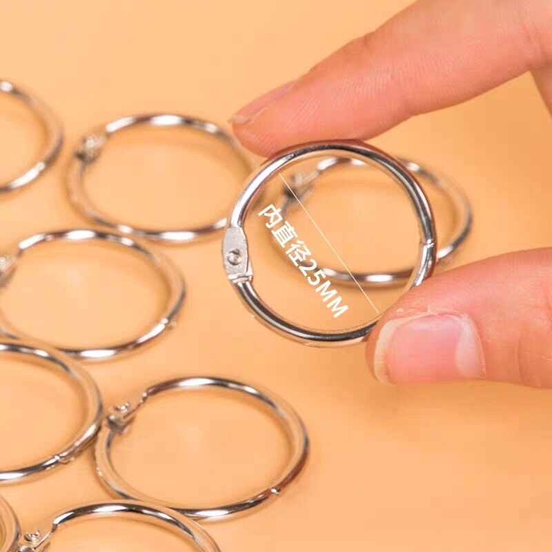 100pcs Notebook Loose Leaf Metal Binder Hinged Rings Circle Book Hoops Album Ring Clips Craft Photo Stationery Office Supply