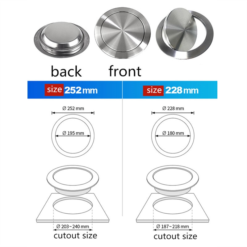 Couvercle Poubelle Encastré Amosfun - Acier Inoxydable Pour