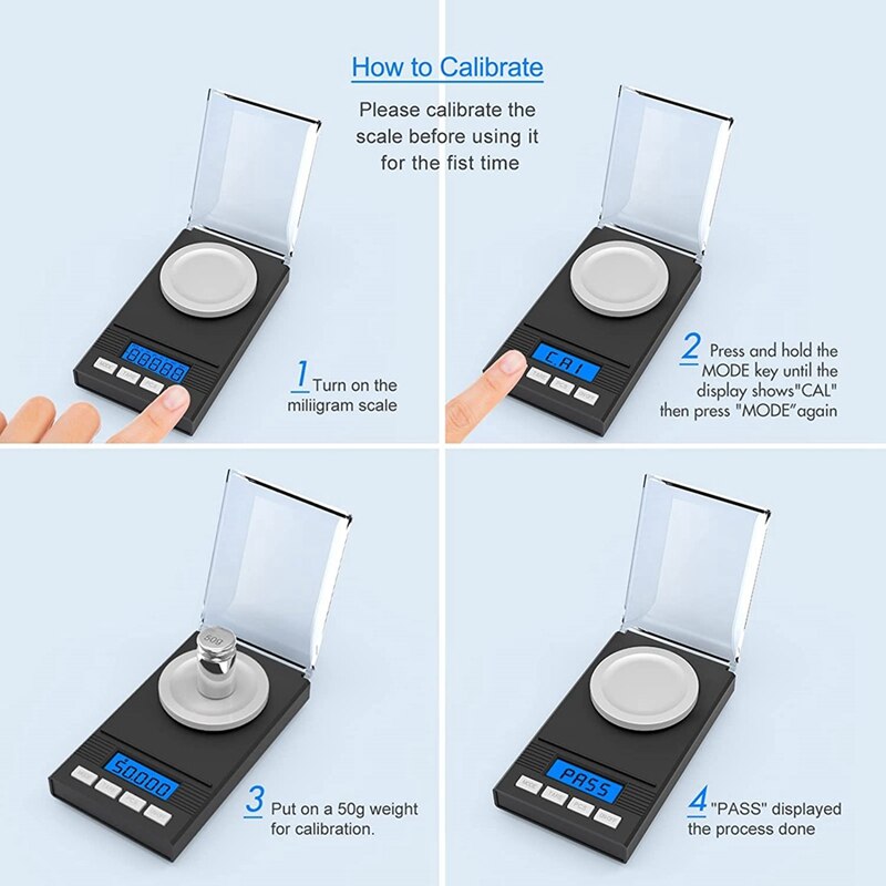 Escala de precisión 0.001G X 50G, báscula de peso miligramos, báscula Digital de cocina, báscula de bolsillo, función de tara