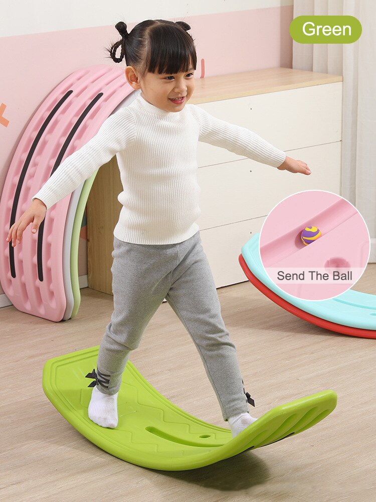 Altalena Balance Board plastica asilo all&#39;aperto per bambini Indoor Smart Kids Sense Training curvo Skateboard nuoto giocattolo regalo: green