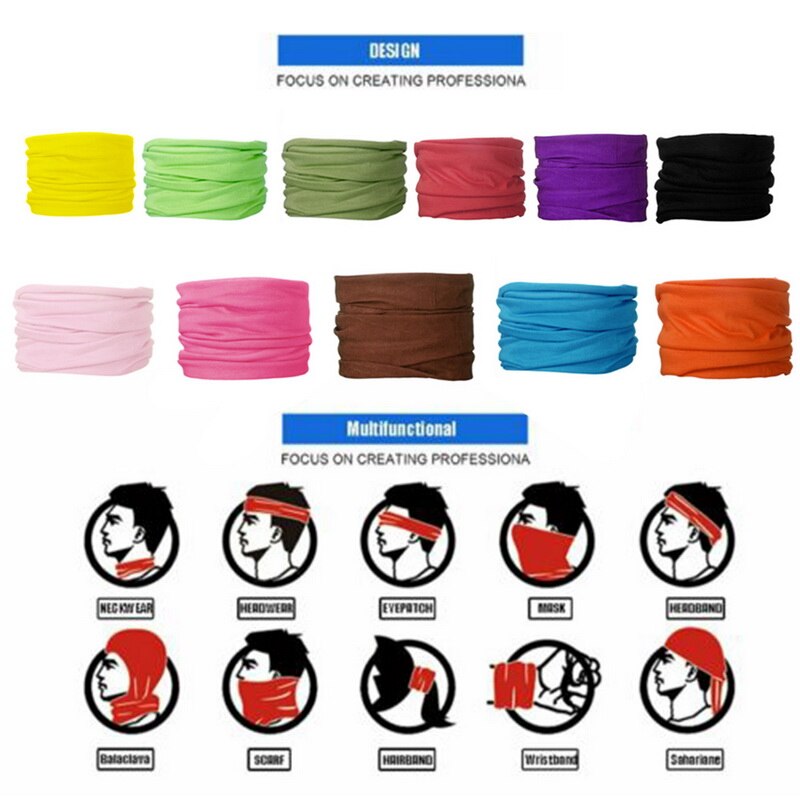 Unisexe homme femme tête visage cou cache-cou tube bonnet écharpe bandana sport extérieur anti-poussière
