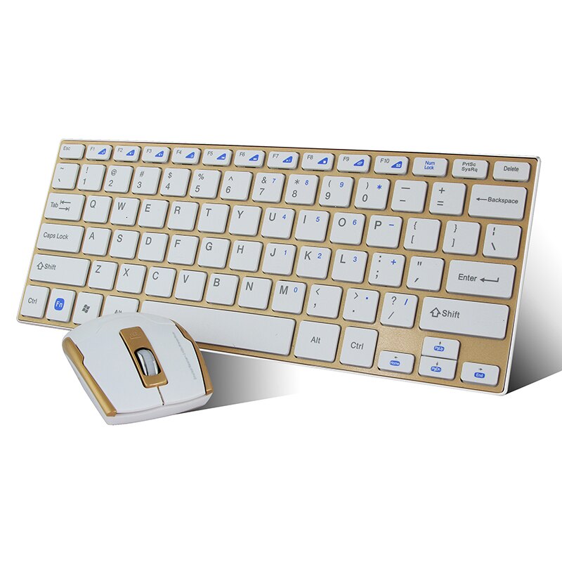 Chyi 2,4 ghz wireless keyboard and mouse mini portable keyboard mouse combo slim ergonomic keyboard for computer laptop pc macbook: Gold