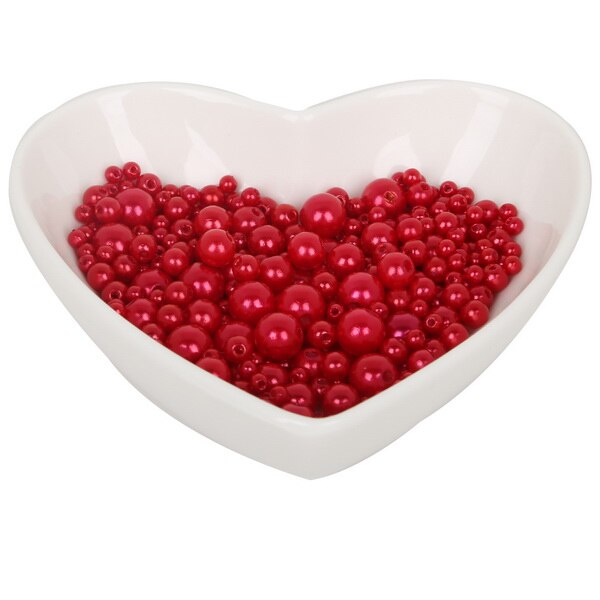4/6/8/10mm Brann størrelse blanding 350 stk, rosa regnbue farge perle imitasjon abs løse perler til plagg klær halskjede tilbehør: Rød
