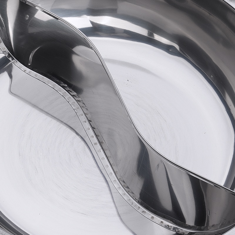 28cm Twin Duck Pot Stainless Steel Soup Fondue Hotpot Dual Site Induction Gas Stove Compatible for Kitchen Cookware Tool