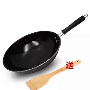 Emalj wok hushållsobelagd bärbar gasspis rundbottnad gryta induktionshäll rostar inte stekpanna med non-stick lock: 32cm diameter