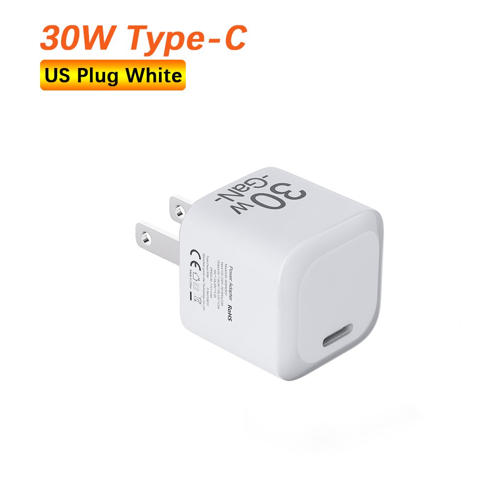 Electop 30W Gan Charger Usb Type C Fast Charger Telefoon Usb C Lader Voor Iphone 13 12 Xiaomi Macbook laptop Gan Usb C Adapter: US White