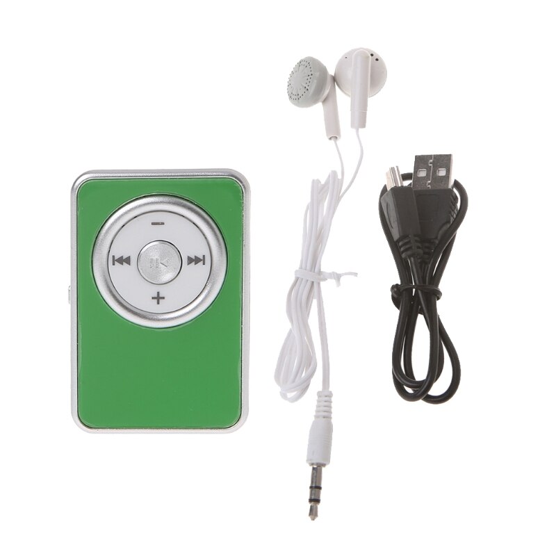 Mini klipp musik media  mp3 spelare stöd tf micro sd-kort med hörlurar usb-kabel