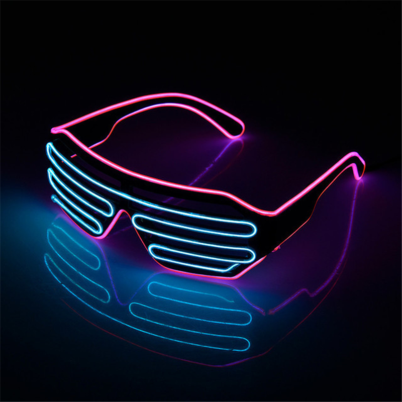 Future Punk Cyber LED lunettes lumineuses néon lueur dans le noir lunettes pour Club Bar fête Disco danse scène atmosphère accessoires: Bleu profond